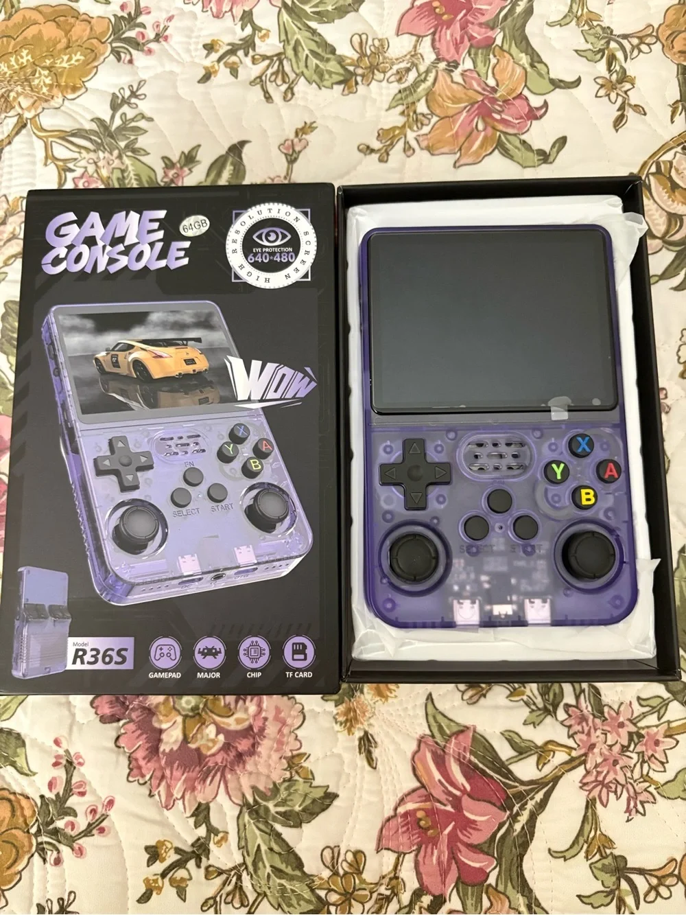R36S Purple Handheld Game Console - Portable Retro Gaming 64GB- Brand new